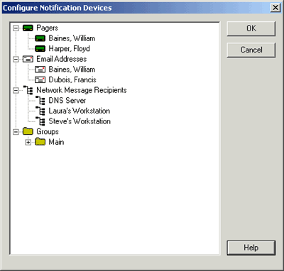 Configure Notification Devices screen shot