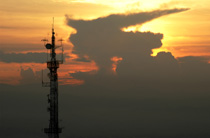 Telecom mast at sunset